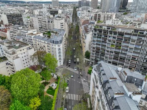 Top-down of Parisian intersections 写真素材