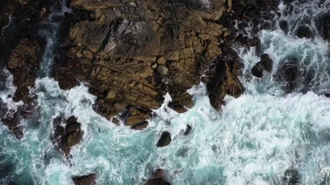 Top Down Point Pinos Pacific Grove Monterey Peninsula California Drone View Stock Footage 142837250