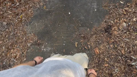 Top Down Point of View Looking at Ground Walking Outdoors in Nature Forest Stock Footage 126576518