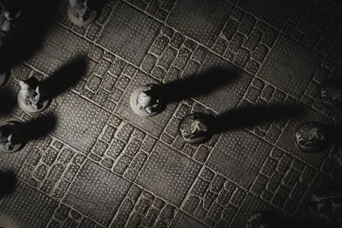 A top down portrait of the beginning of a game of chess. The chessboard and t Stock Photos