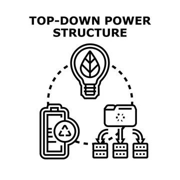 Top down power structure managing energy and data flow Illustrazione stock