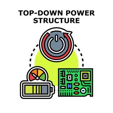 Top down power structure managing technology energy flow Stock Illustration