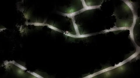 Top down public park view at night Stock Footage 295433407