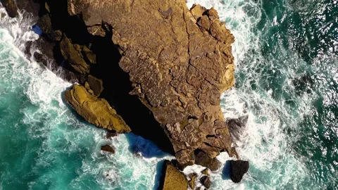Top Down, Pull &amp; Circle La Pared, Fuerteventura, Canary Islands - Aerial Drone Stock Footage 302067671