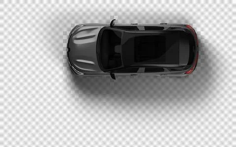Top down render of grey Renault Austral 2024 on transparent background show.. Stock Illustration