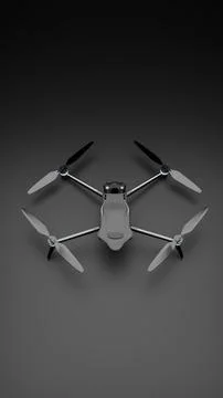 Top down render of quadcopter drone on dark background Stock Illustration