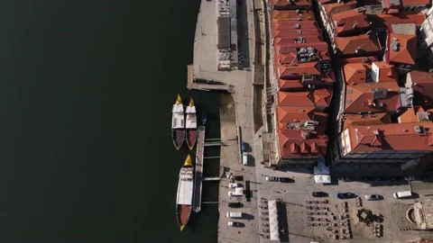 Top down of the riverside of Douro with ... | Stock Video | Pond5
