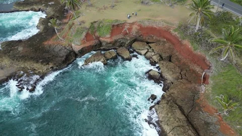 Top-down-rocky-coast-and-ocean-drone-footage-4k-02 Stock-Footage 336749253