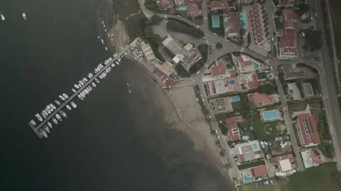 Top Down Rotating Aerial View Over Fornells, Menorca, Spain Vídeo Stock 344417689