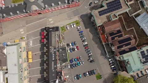 Top Down Rotating Drone View of Brauweiler Abbey Parking and Courtyard Pulheim Stock Footage 312526546