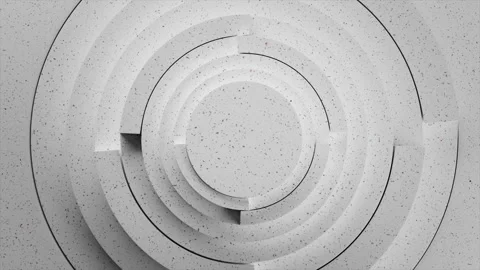 Top down rotation of concentric circular shapes in smooth white material Stock Footage 320533061