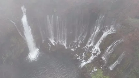 Top Down | Shiraito Falls | Dynamic Angle - 4K Aerial Video Stock Footage 329055854