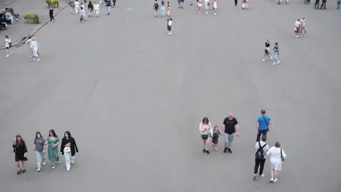 Top down shoot of people walking in big city in summer time Stock Footage 197386530