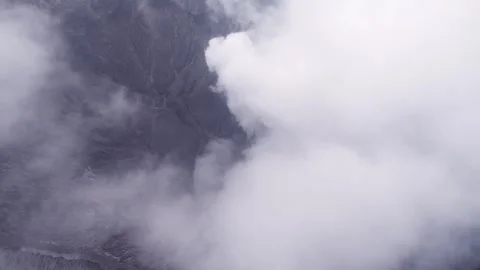Top down shot of active vulcano mount Bromo at java, aerial Stock-Footage 244900353