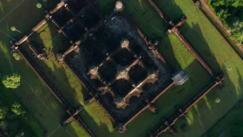 Top down shot of Angkor Wat temple in Cambodia Stock Footage 246768104