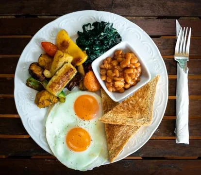 Top down shot of breakfast set Stock Photos