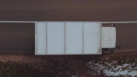 Top-down shot of a camper van, insulated camper van Stock Footage 254265524
