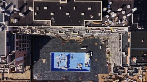 Top down shot of columns and rebar foundation Stock Footage 338220876