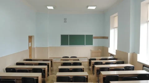 Top To Down Shot Empty Classical Lecture Hall, Study Room In College, University Stock Footage 204076047