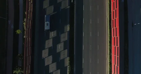 Top Down Shot Of Highway. Running Traffic Stock Footage 91104553