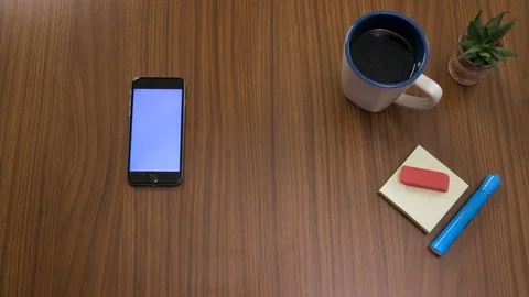 Top down shot off an office work desk environment Stock Footage 119981343