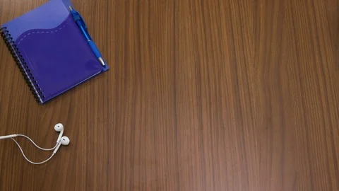 Top down shot off an office work desk environment Stock Footage 119981595