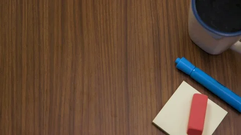 Top down shot off an office work desk environment Stock Footage 119981949