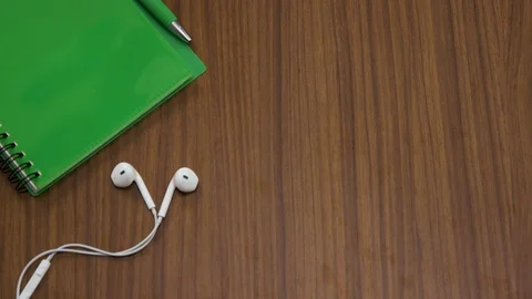 Top down shot off an office work desk environment Stock Footage 119982370