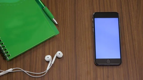 Top down shot off an office work desk environment Stock Footage 119982637