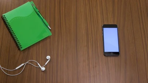 Top down shot off an office work desk environment Stock Footage 119982749