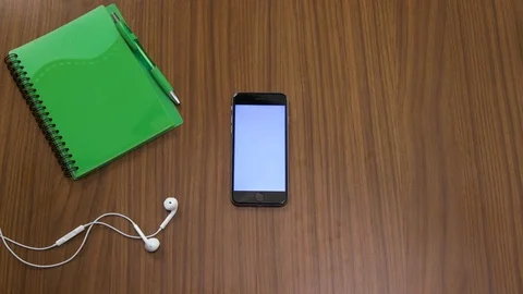 Top down shot off an office work desk environment Stock Footage 119982758