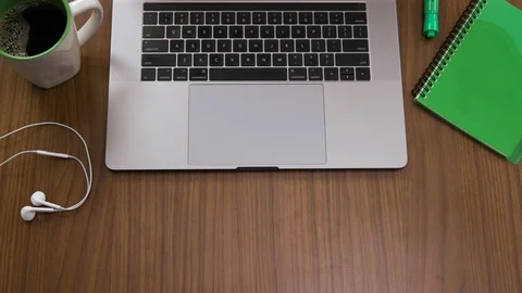 Top down shot off an office work desk en... | Stock Video | Pond5