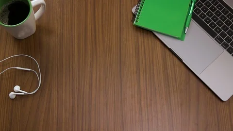 Top down shot off an office work desk environment Stock Footage 119983038
