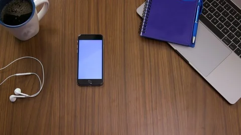 Top down shot off an office work desk environment Stock Footage 119983140