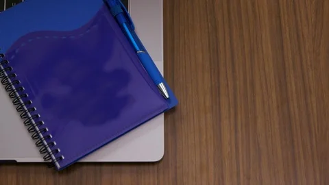 Top down shot off an office work desk environment Stock Footage 119983752