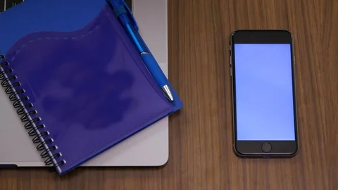 Top down shot off an office work desk environment Stock Footage 119983788