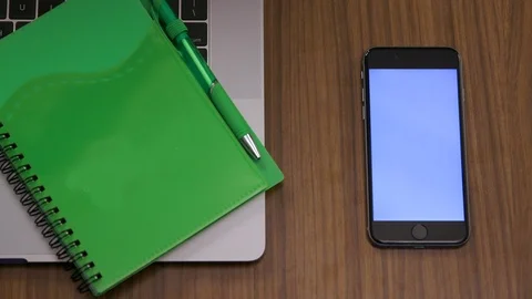 Top down shot off an office work desk environment Stock Footage 119983871