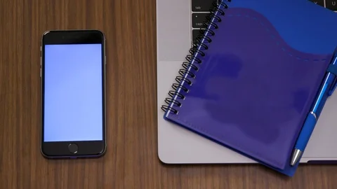 Top down shot off an office work desk environment Stock Footage 119983992