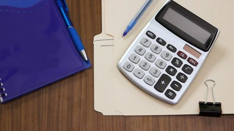 Top down shot off an office work desk environment Stock Footage 119984312