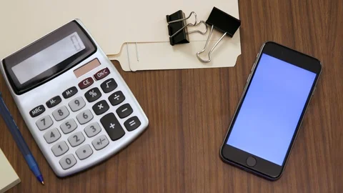 Top down shot off an office work desk environment Stock Footage 119984490