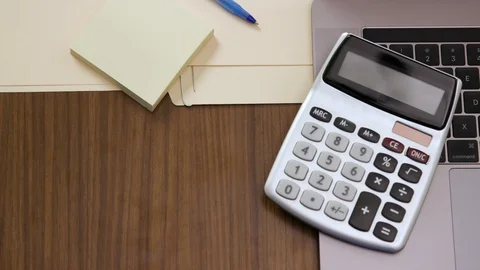 Top down shot off an office work desk environment Stock Footage 119984619