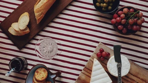 Top Down Shot Of A Picnic Table, With Champagne Being Poured Stock Footage 87054095