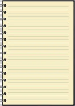 A top-down shot of a spiral-bound notebook with lined pages, providing spac.. Illustrazione stock