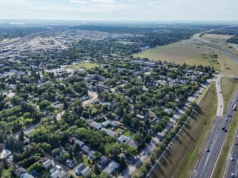 Top-down shot of Sutherland, Saskatoon Stock Photos