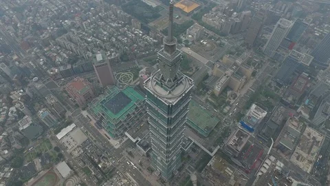 Top down shot of Taipei 101 Stock Footage 85811599