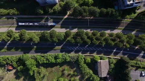 Top Down Shot of Urban Tramway 4k Stock Footage 309511619