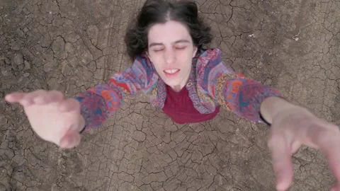 Top Down Shot of Young Brunette Woman Trying Reaching the Drone Vidéo 289670097