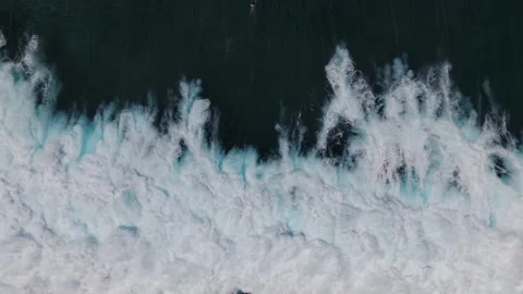 Top-Down Slow Motion Ocean Wave Breaking with White Sea Foam Stock Footage 326014336