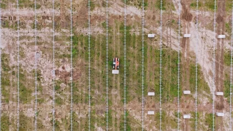 Top Down, Solar Park Construction Europe Landscape Destruction Biodiversity Loss Vídeos de archivo 318222087