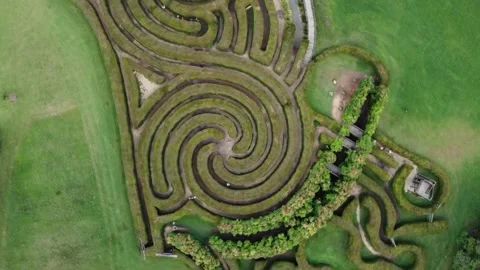 Top down, spiraling garden maze Stock Footage 274925582